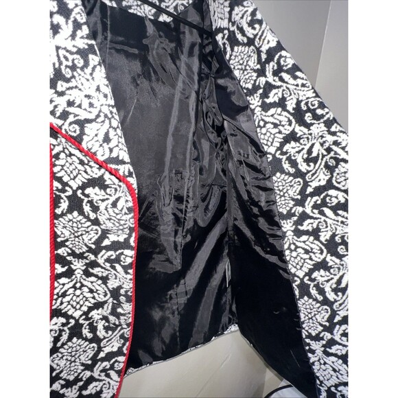 Vintage Isabella’s Journey Black & White Floral Blazer With Red Trim Sz S/M - Picture 5 of 7